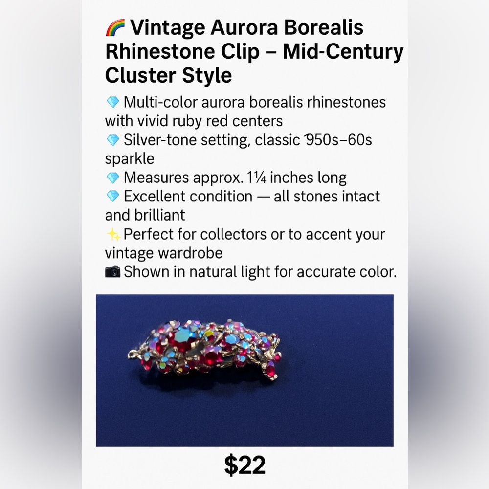 Aurora Borealis Rhinestone Clip